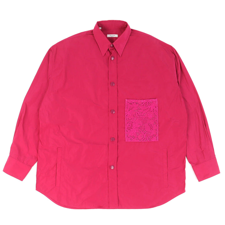 Great VALENTINO Nylon jacket Lace embroidered pocket, red pink XL VV0CIH367BR