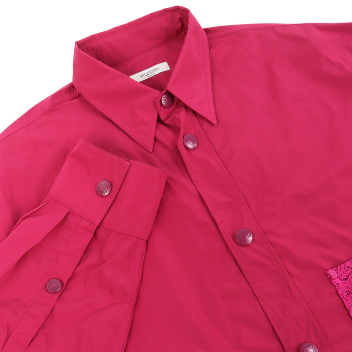 Great VALENTINO Nylon jacket Lace embroidered pocket, red pink XL VV0CIH367BR