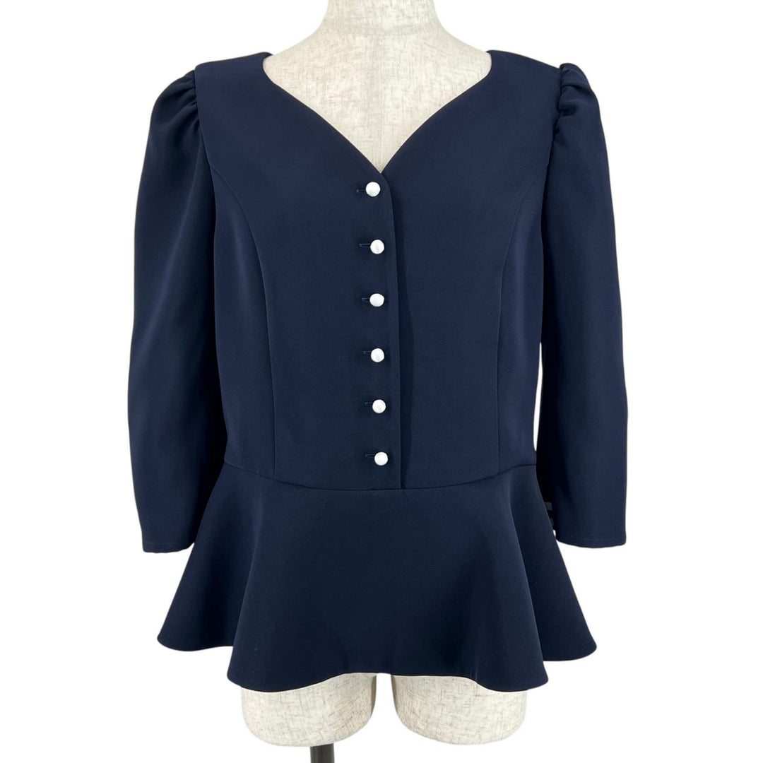 Excellent BORDERS at BALCONY blouse peplum Navy polyester Women 38 BD2221I-3C-02