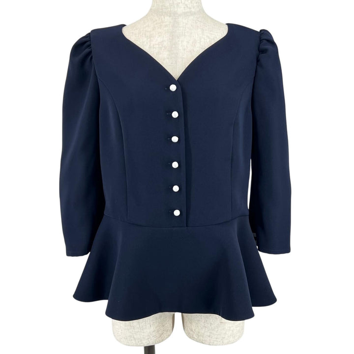 Excellent BORDERS at BALCONY blouse peplum Navy polyester Women 38 BD2221I-3C-02
