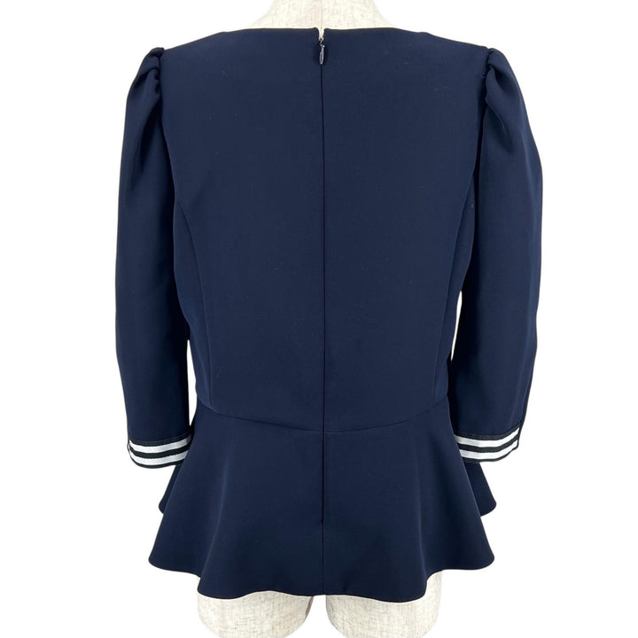 Excellent BORDERS at BALCONY blouse peplum Navy polyester Women 38 BD2221I-3C-02