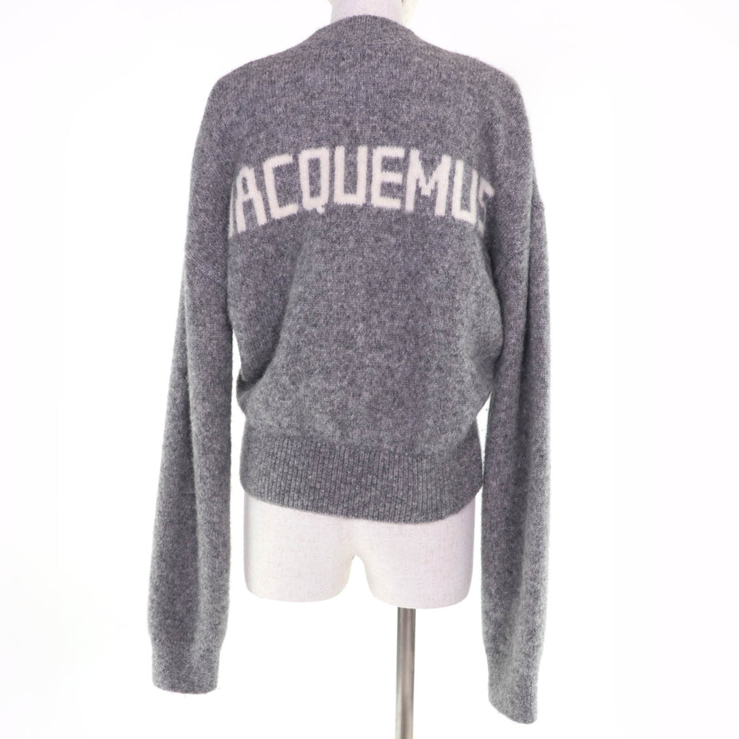 Excellent JACQUEMUS knit Wool long-sleeved shirt with logo gray alpaca Women S