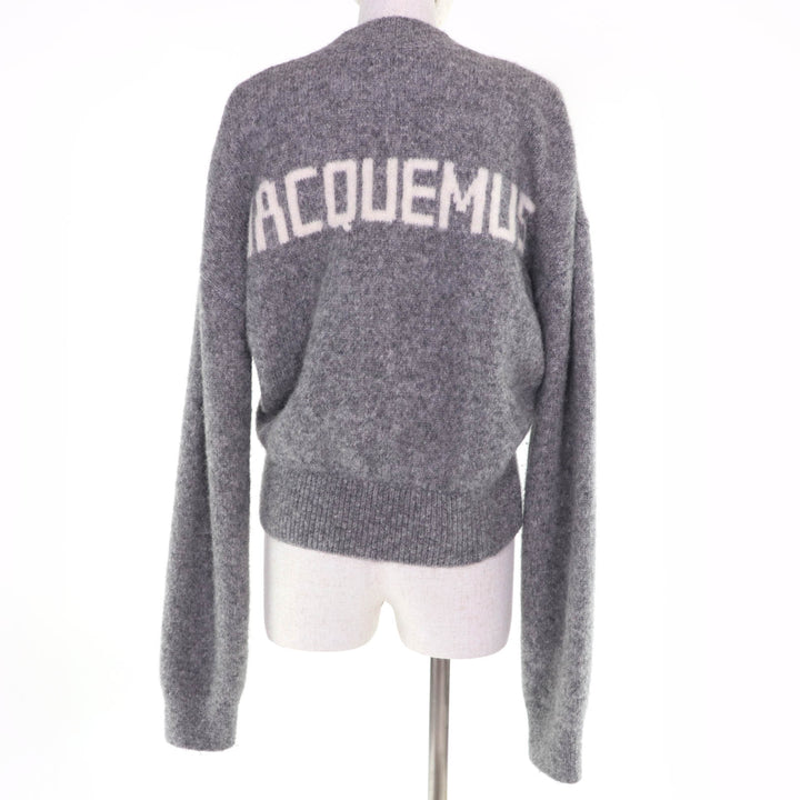 Excellent JACQUEMUS knit Wool long-sleeved shirt with logo gray alpaca Women S