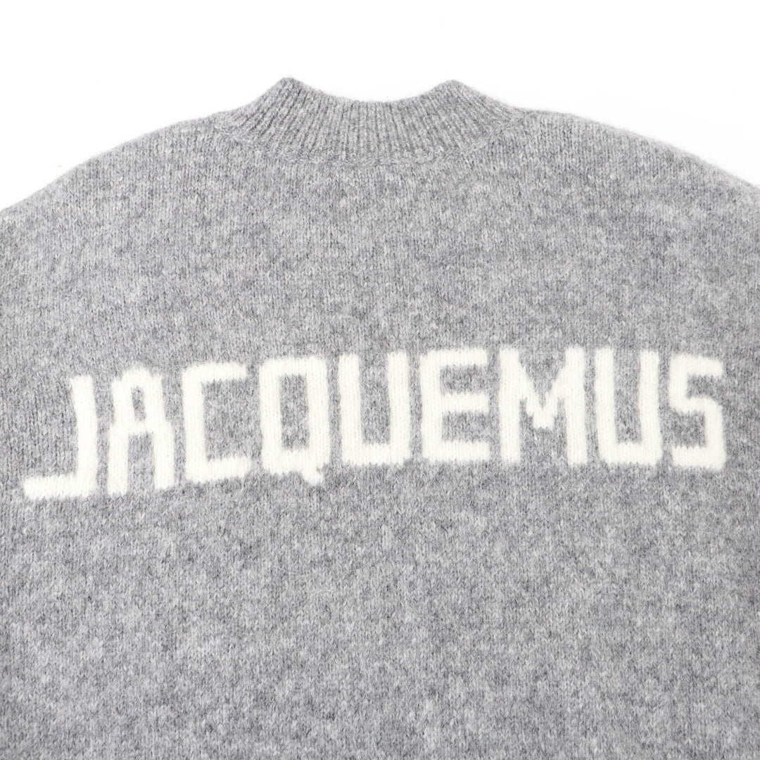 Excellent JACQUEMUS knit Wool long-sleeved shirt with logo gray alpaca Women S