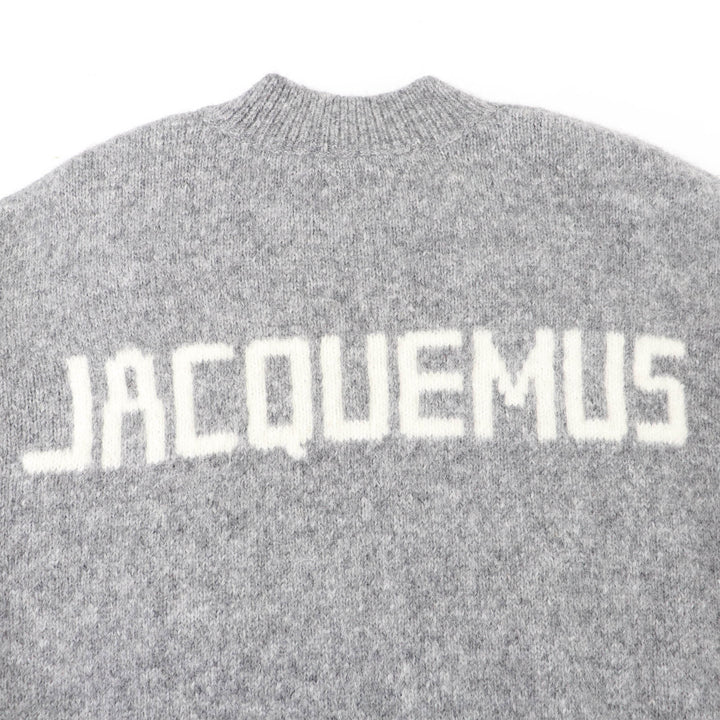 Excellent JACQUEMUS knit Wool long-sleeved shirt with logo gray alpaca Women S