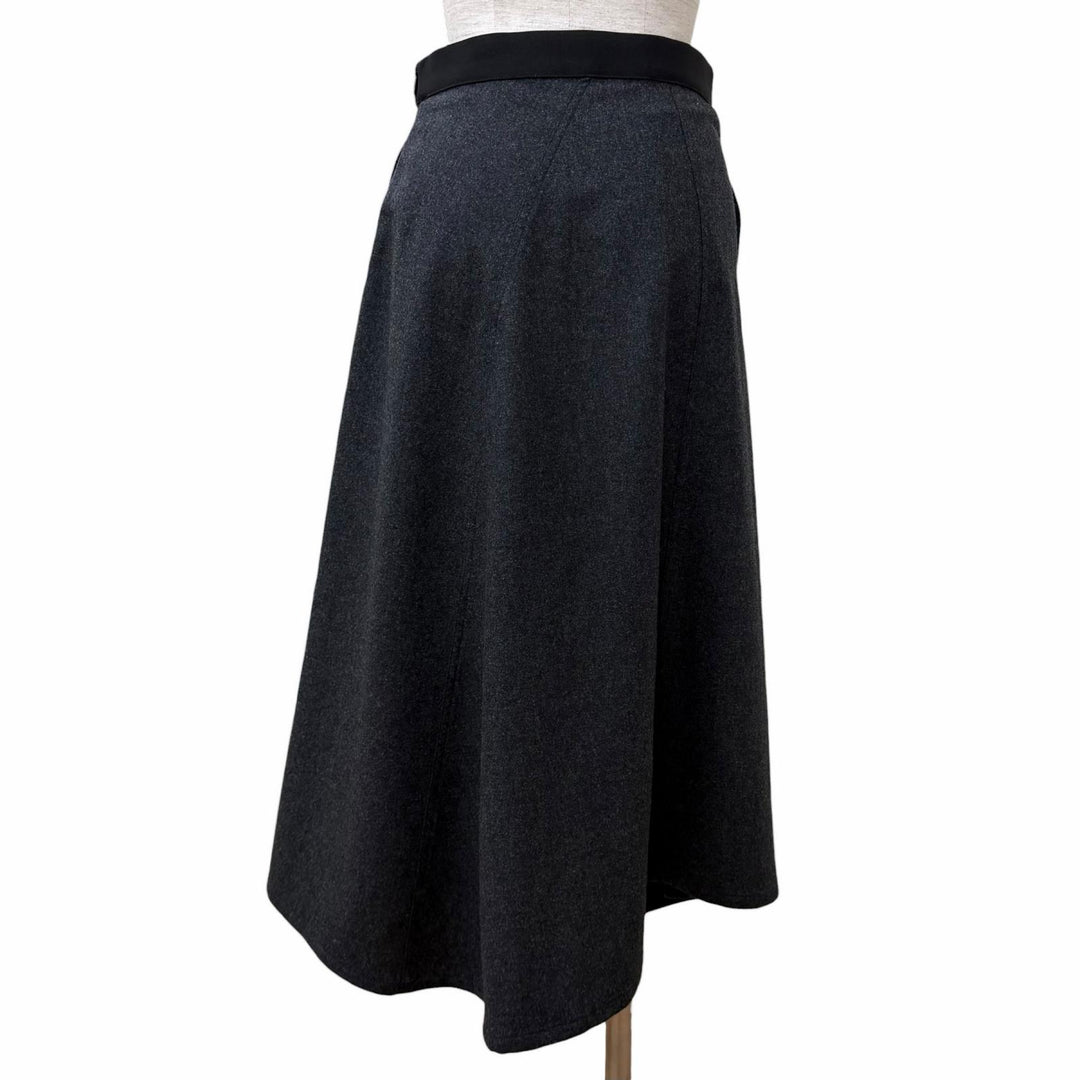 Excellent LOEWE skirt Asymmetrical with logo Charcoal gray wool 34 S359Y08X79