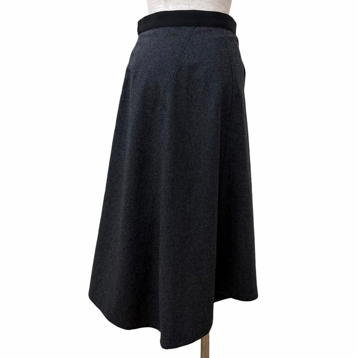 Excellent LOEWE skirt Asymmetrical with logo Charcoal gray wool 34 S359Y08X79