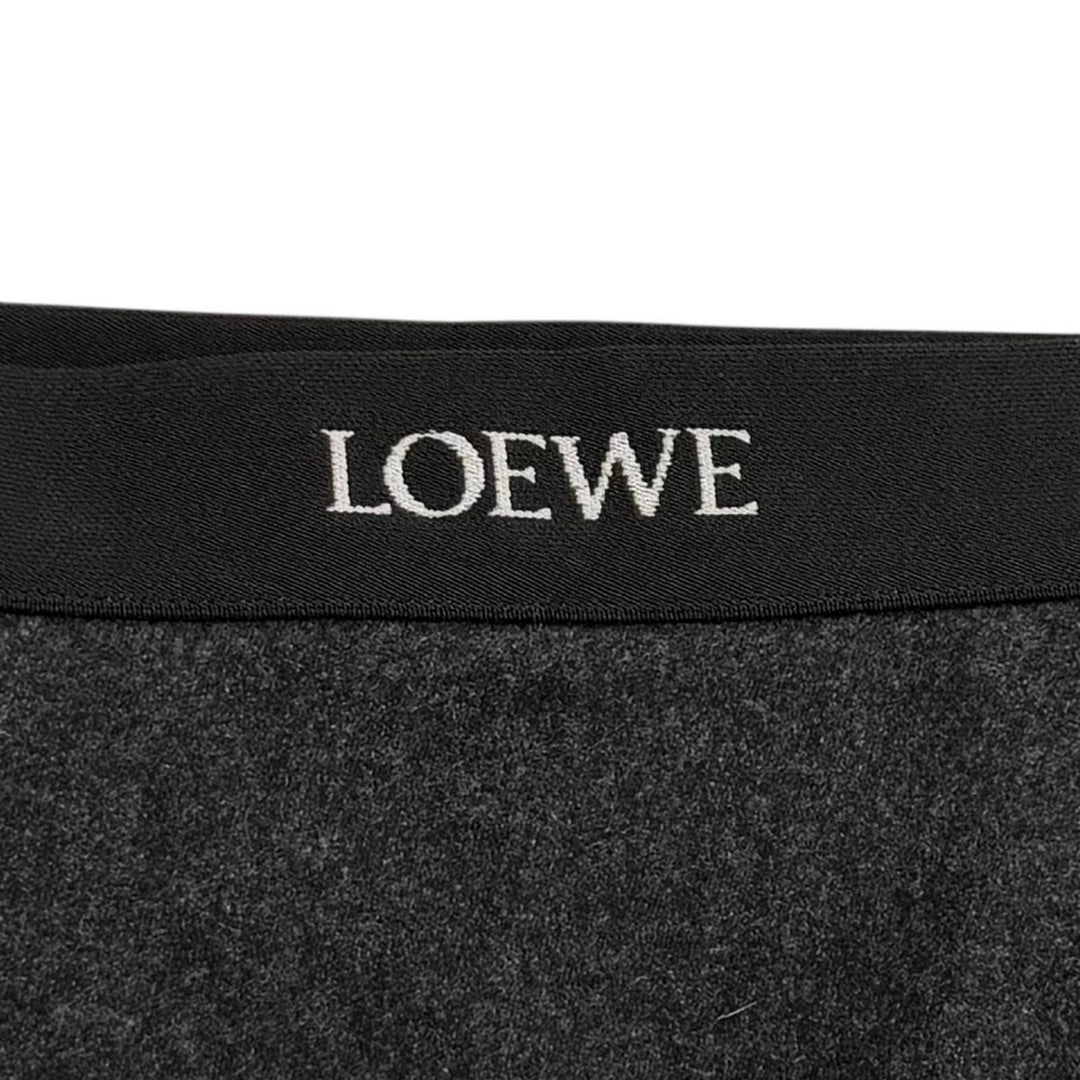 Excellent LOEWE skirt Asymmetrical with logo Charcoal gray wool 34 S359Y08X79