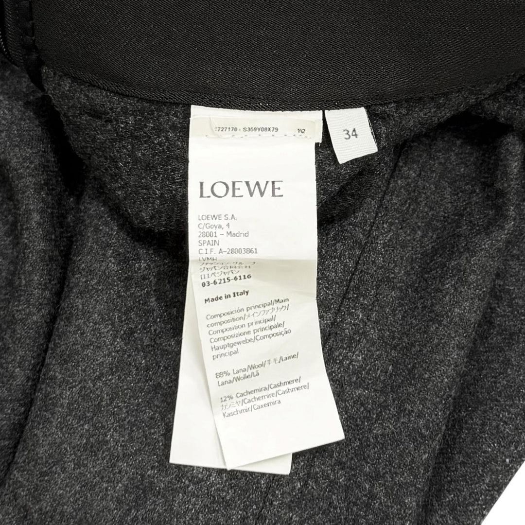 Excellent LOEWE skirt Asymmetrical with logo Charcoal gray wool 34 S359Y08X79