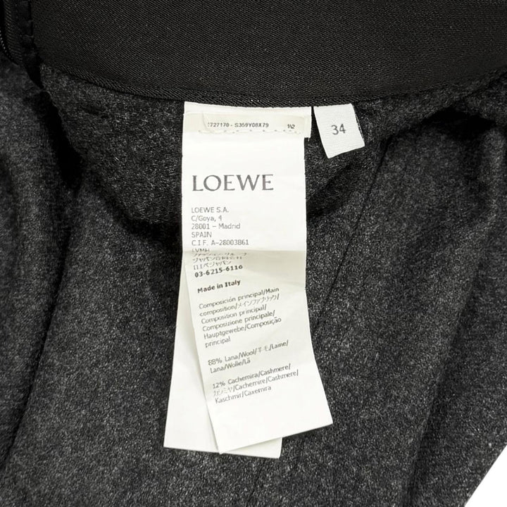 Excellent LOEWE skirt Asymmetrical with logo Charcoal gray wool 34 S359Y08X79