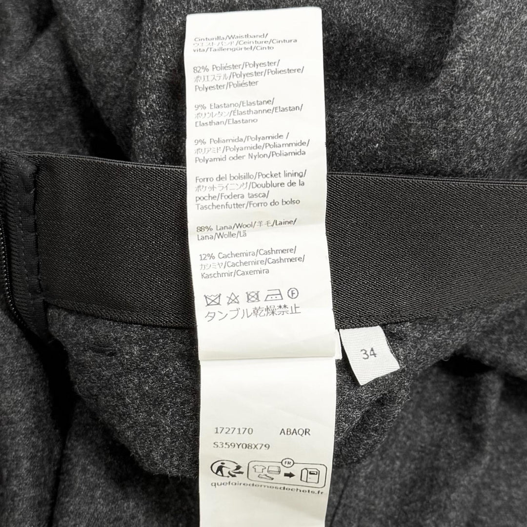 Excellent LOEWE skirt Asymmetrical with logo Charcoal gray wool 34 S359Y08X79