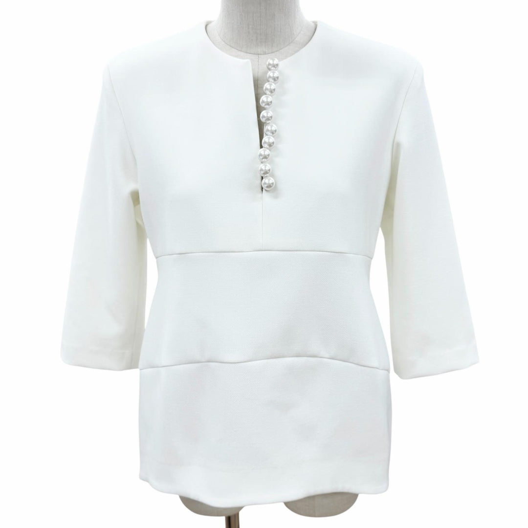 Excellent YOKO CHAN tops Faux Pearl Skipper Three-Quarter Sleeve 40 YCB-923-355
