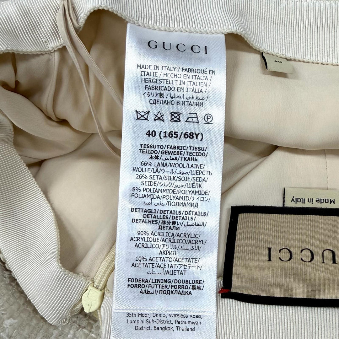 Excellent GUCCI Tight Skirt Interlocking G Tweed white wool Women 40 771992