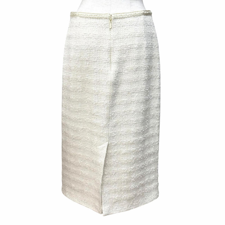 Excellent GUCCI Tight Skirt Interlocking G Tweed white wool Women 40 771992