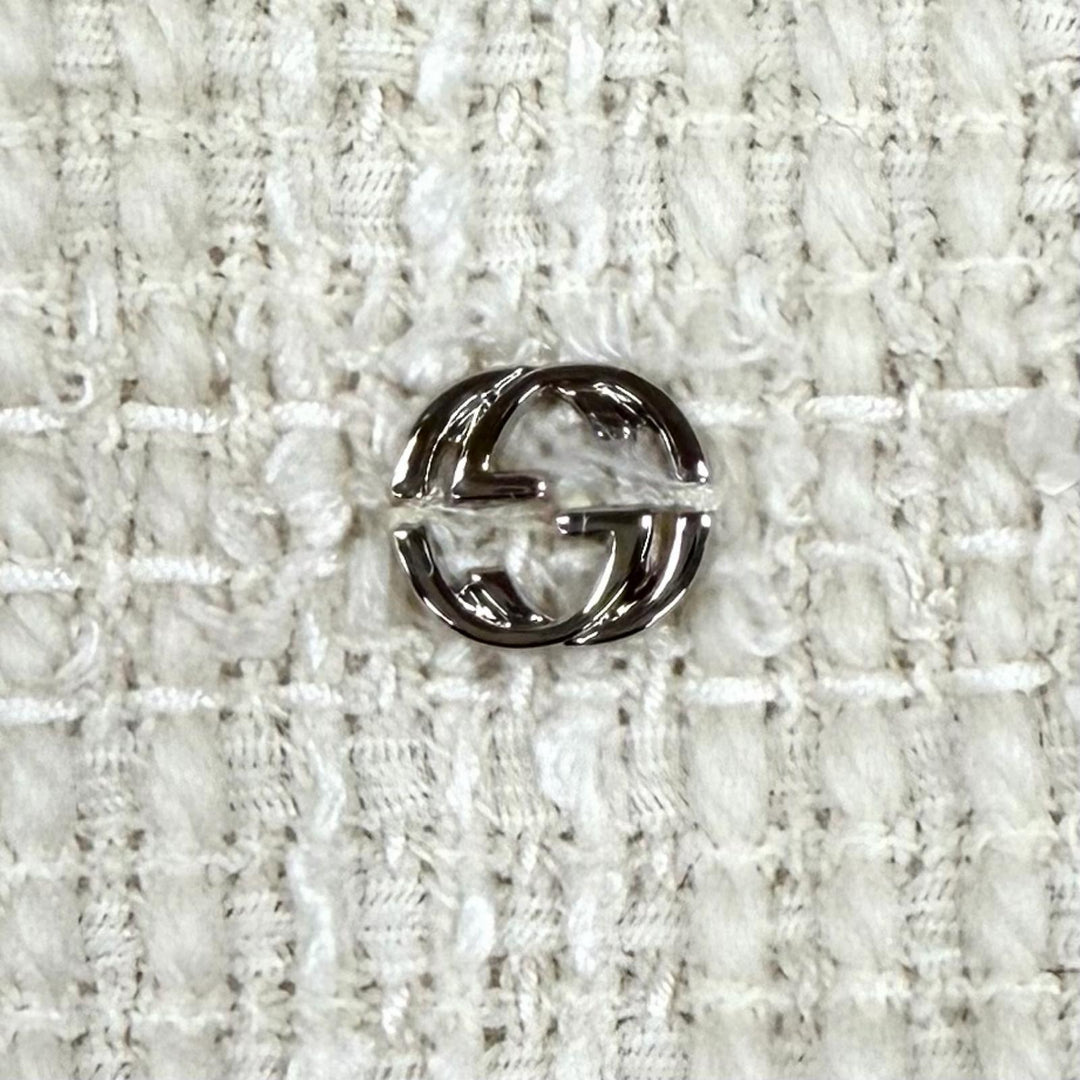 Excellent GUCCI Tight Skirt Interlocking G Tweed white wool Women 40 771992