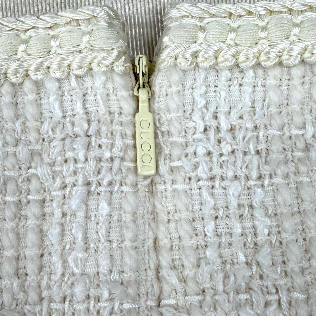 Excellent GUCCI Tight Skirt Interlocking G Tweed white wool Women 40 771992
