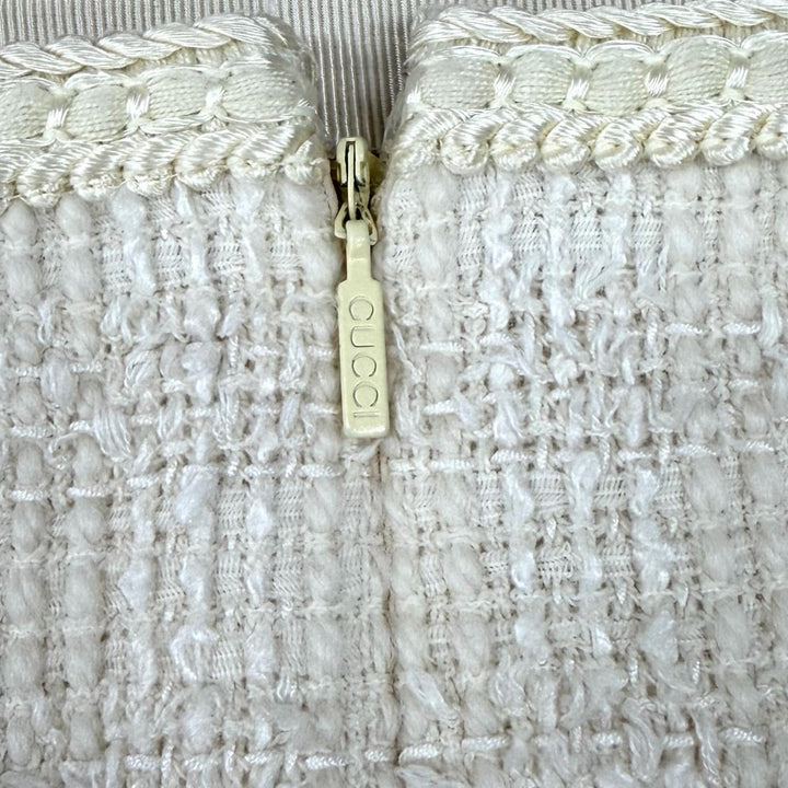 Excellent GUCCI Tight Skirt Interlocking G Tweed white wool Women 40 771992