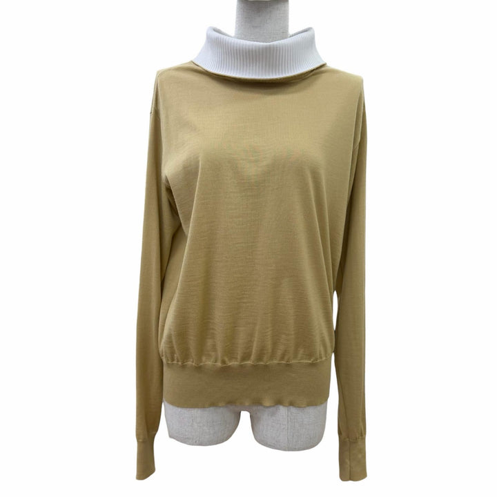 Great LOUIS VUITTON knit Big collar long sleeve beige wool Women XS