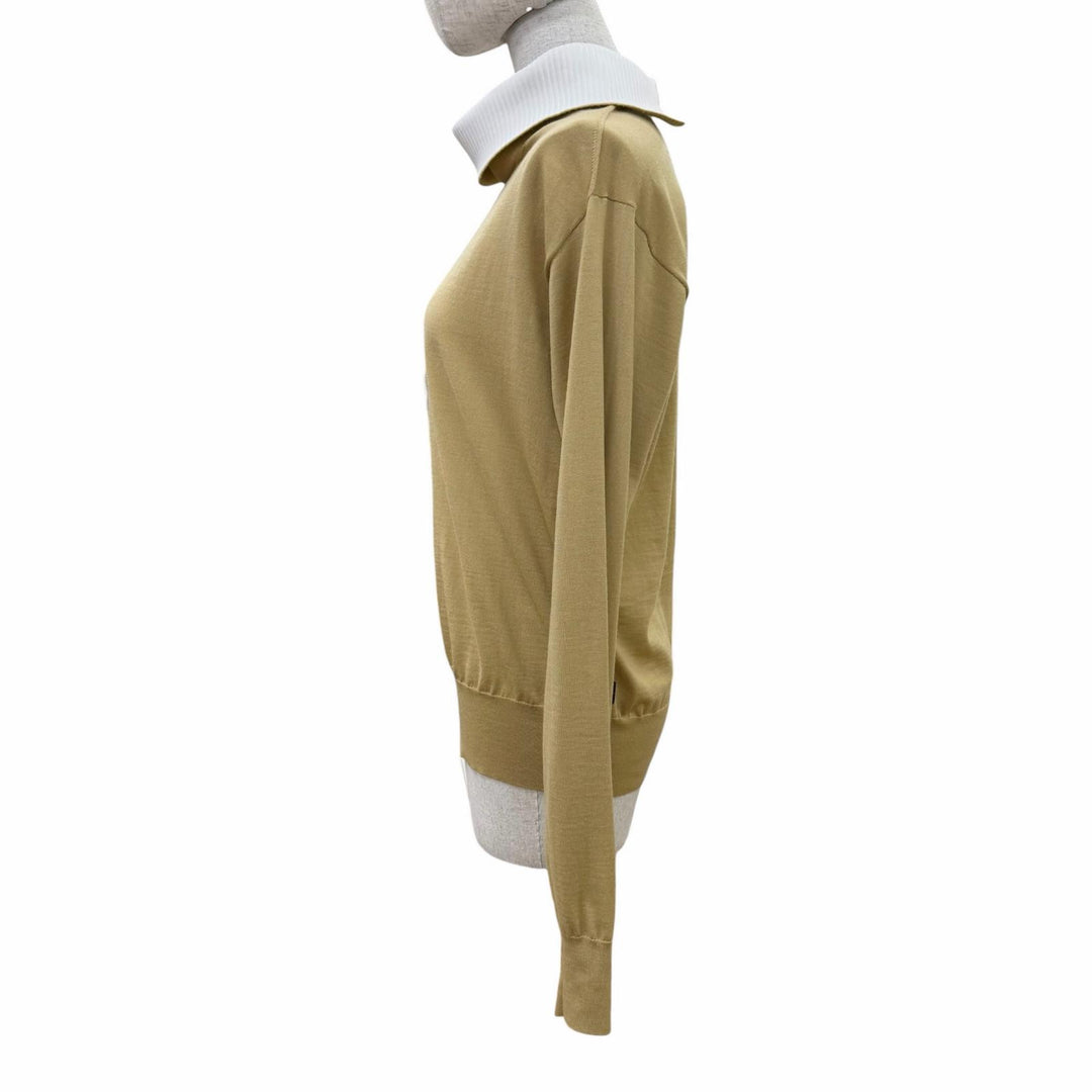 Great LOUIS VUITTON knit Big collar long sleeve beige wool Women XS