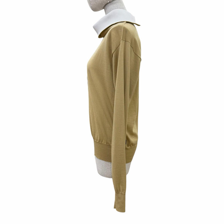 Great LOUIS VUITTON knit Big collar long sleeve beige wool Women XS
