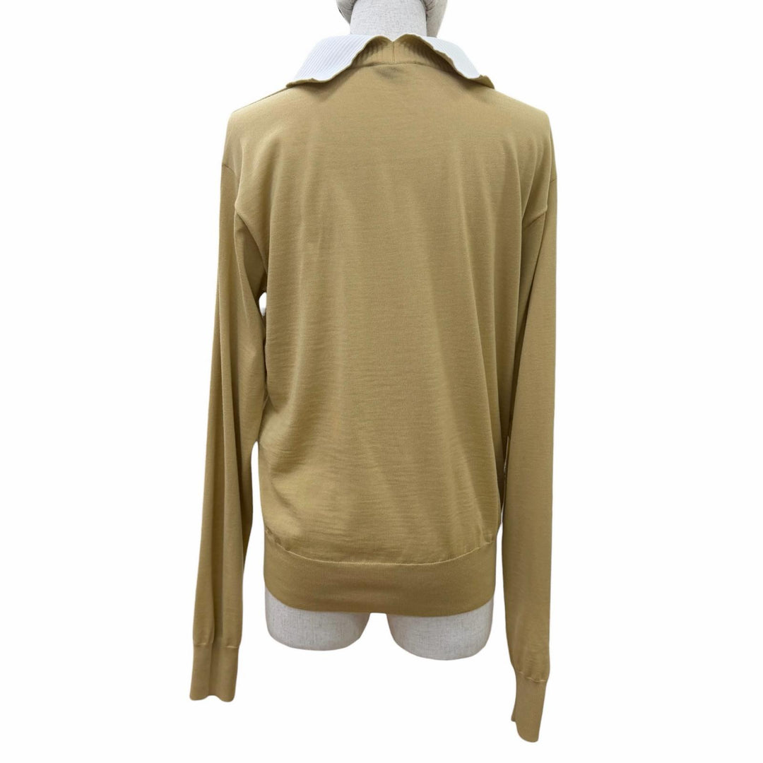 Great LOUIS VUITTON knit Big collar long sleeve beige wool Women XS