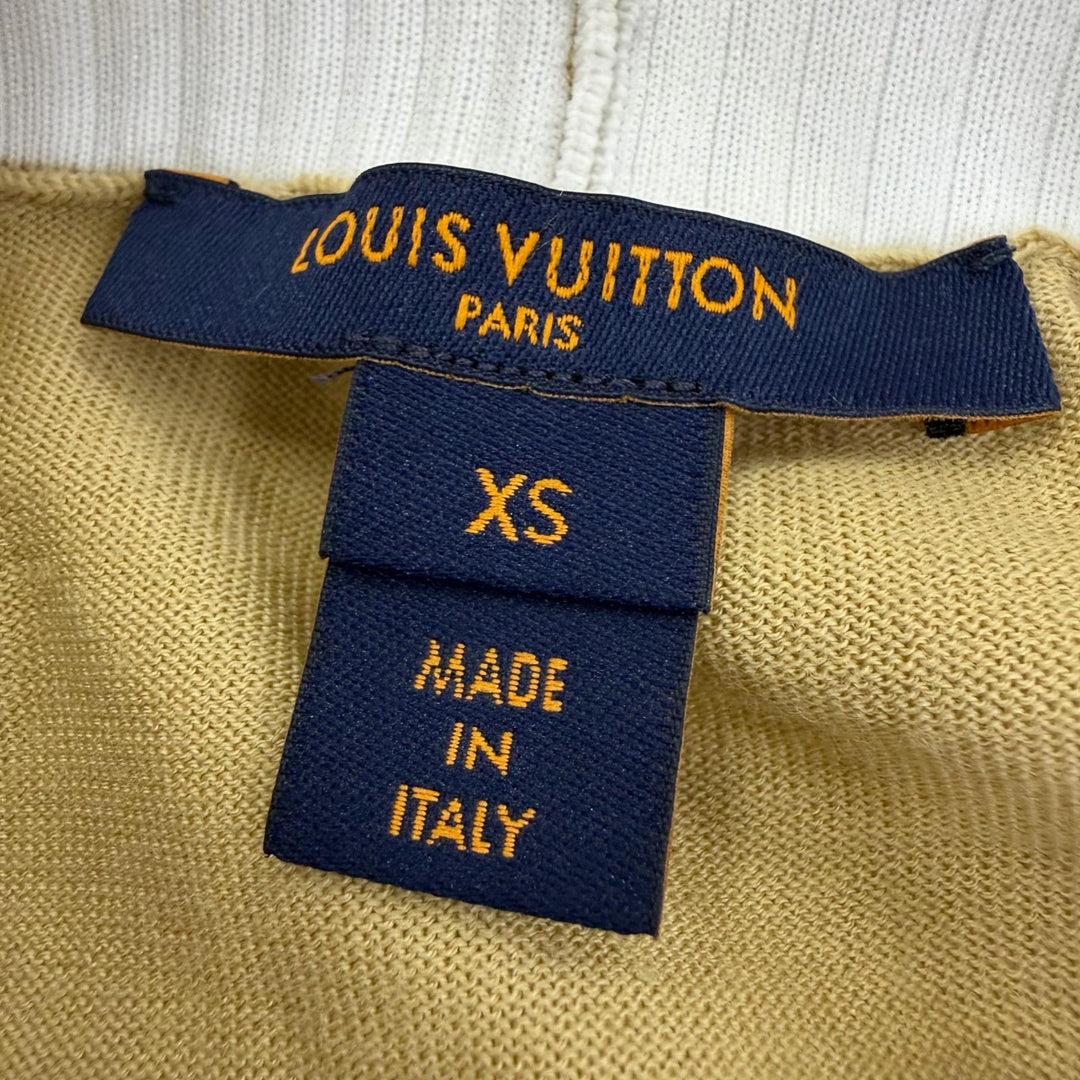 Great LOUIS VUITTON knit Big collar long sleeve beige wool Women XS