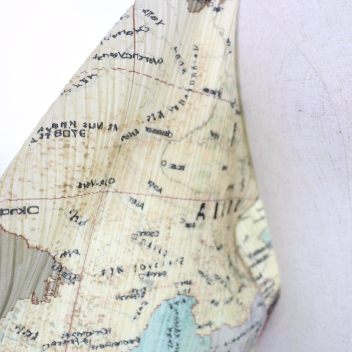 Excellent PLEATS PLEASE cardigan World Map gray polyester Women 3 PP81-J0594