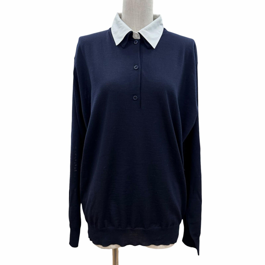 Pristine PRADA knit navy Virgin wool Women 44 DNA00T