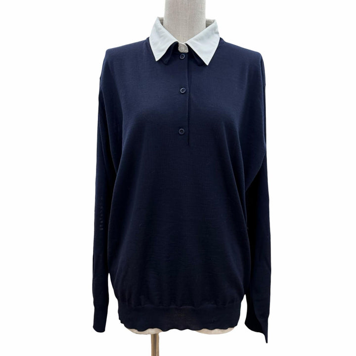 Pristine PRADA knit navy Virgin wool Women 44 DNA00T
