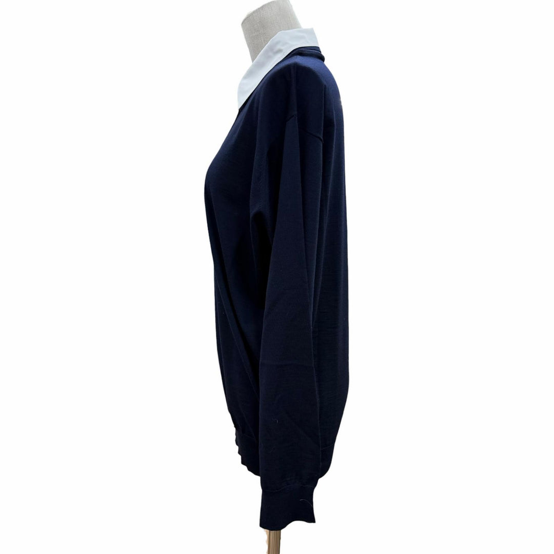 Pristine PRADA knit navy Virgin wool Women 44 DNA00T
