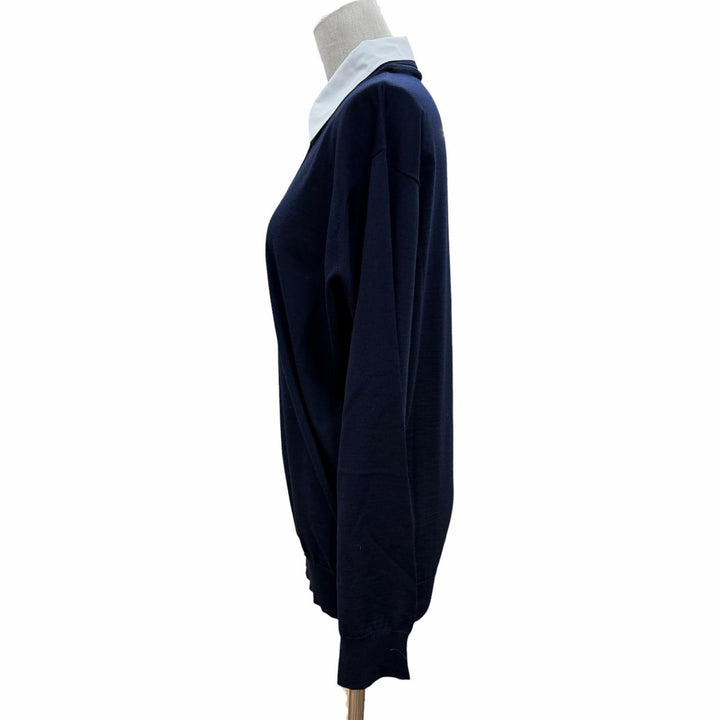 Pristine PRADA knit navy Virgin wool Women 44 DNA00T