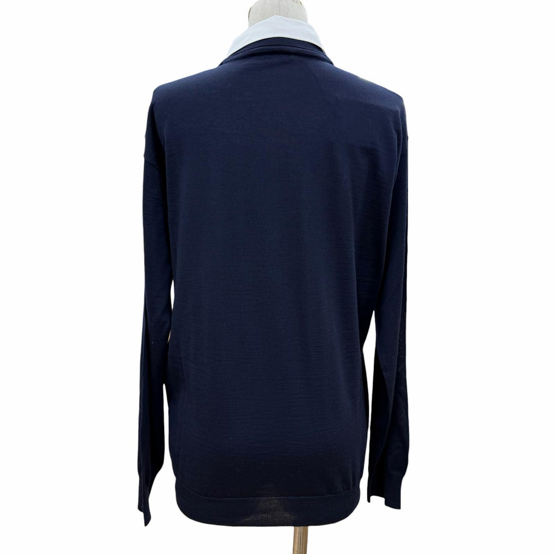 Pristine PRADA knit navy Virgin wool Women 44 DNA00T