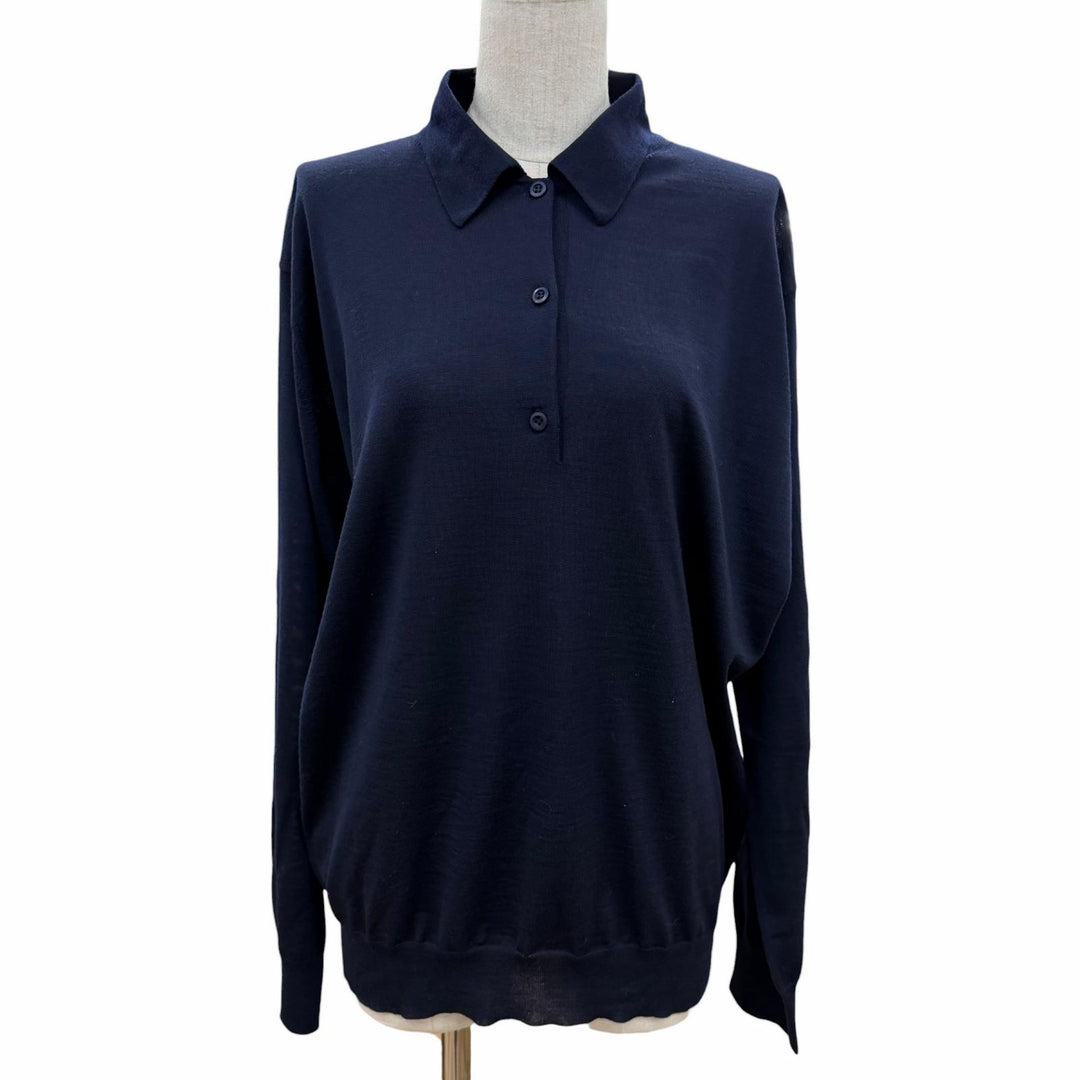 Pristine PRADA knit navy Virgin wool Women 44 DNA00T