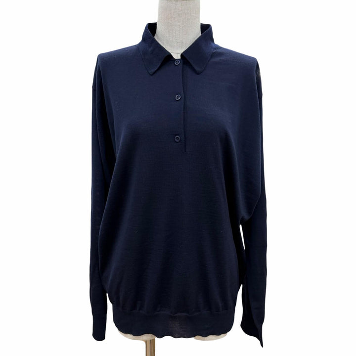 Pristine PRADA knit navy Virgin wool Women 44 DNA00T