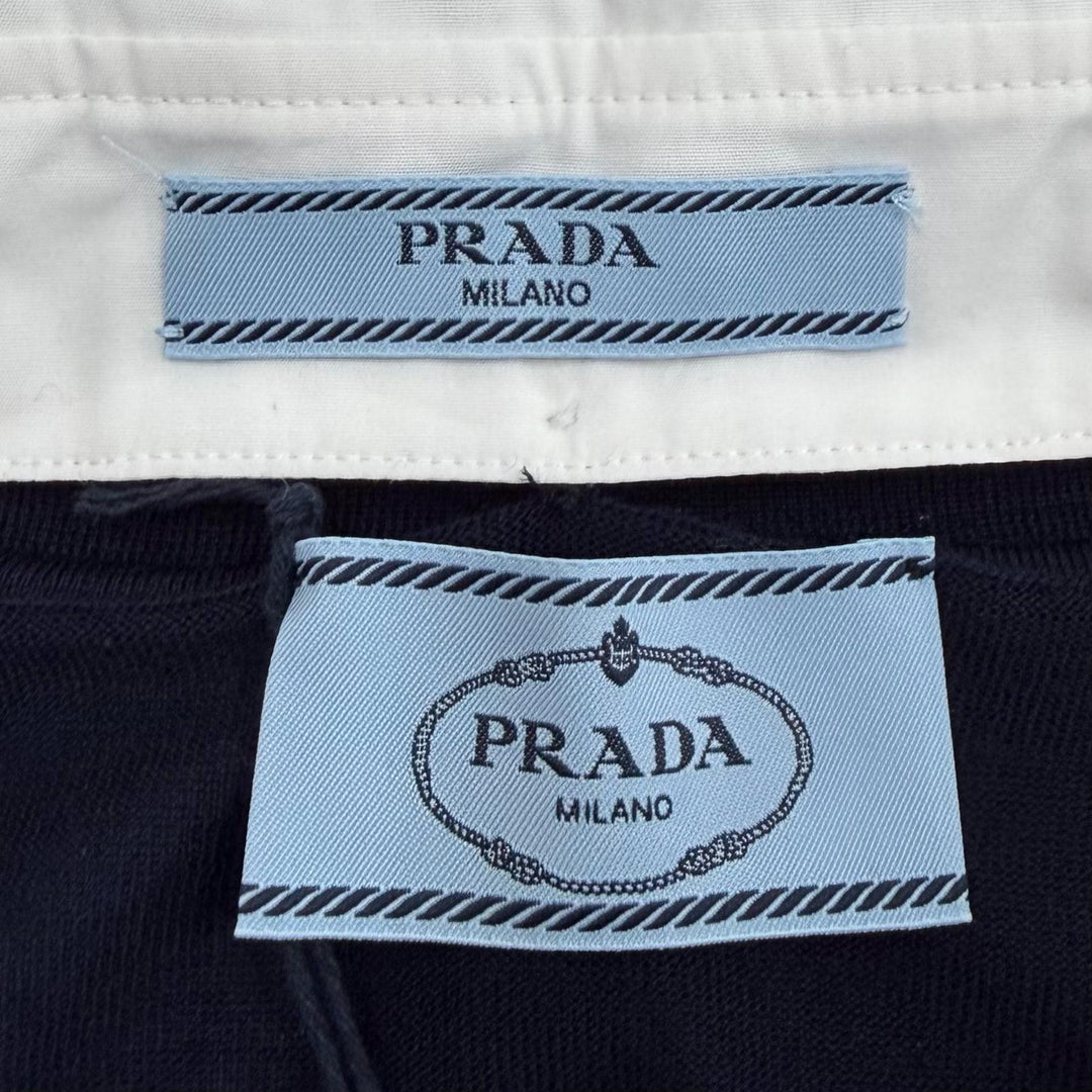 Pristine PRADA knit navy Virgin wool Women 44 DNA00T