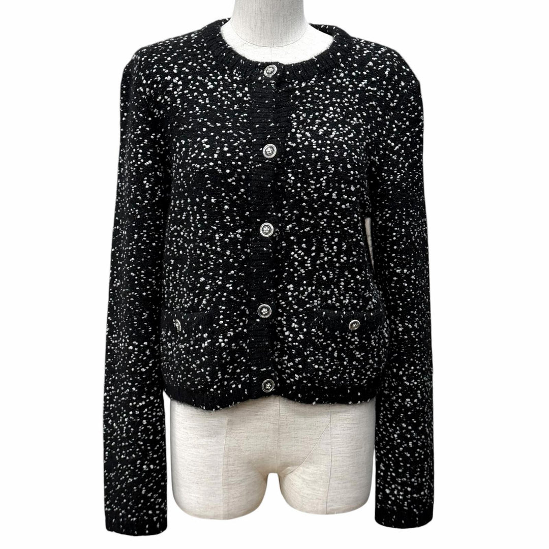 Excellent CHANEL cardigan COCO Mark Button Knit cashmere 38 P76171K10976