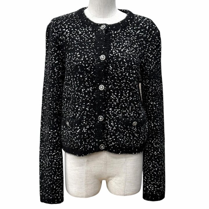 Excellent CHANEL cardigan COCO Mark Button Knit cashmere 38 P76171K10976