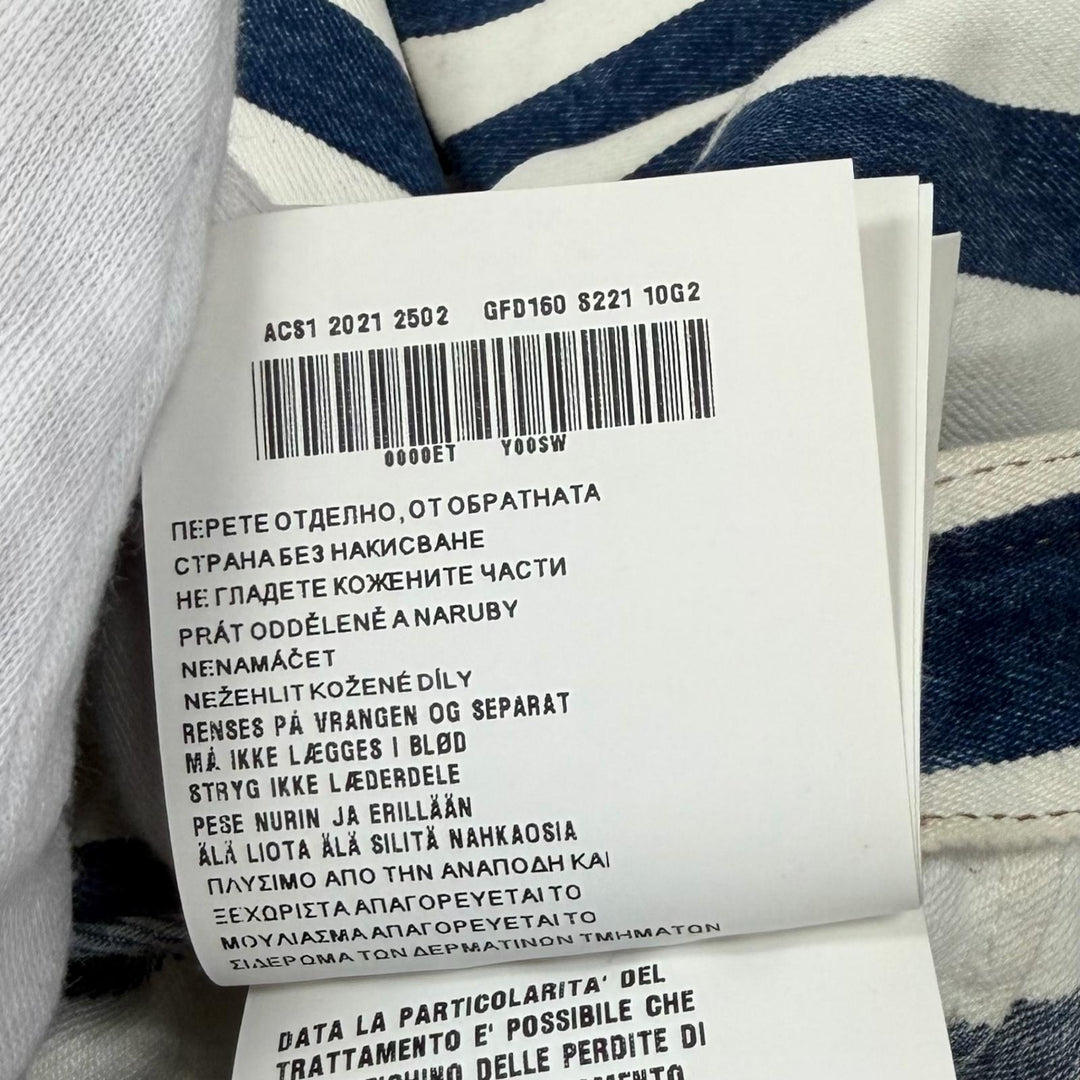 Excellent PRADA skirt Triangle logo striped denim white cotton Women 38 GFD160