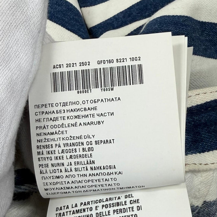 Excellent PRADA skirt Triangle logo striped denim white cotton Women 38 GFD160