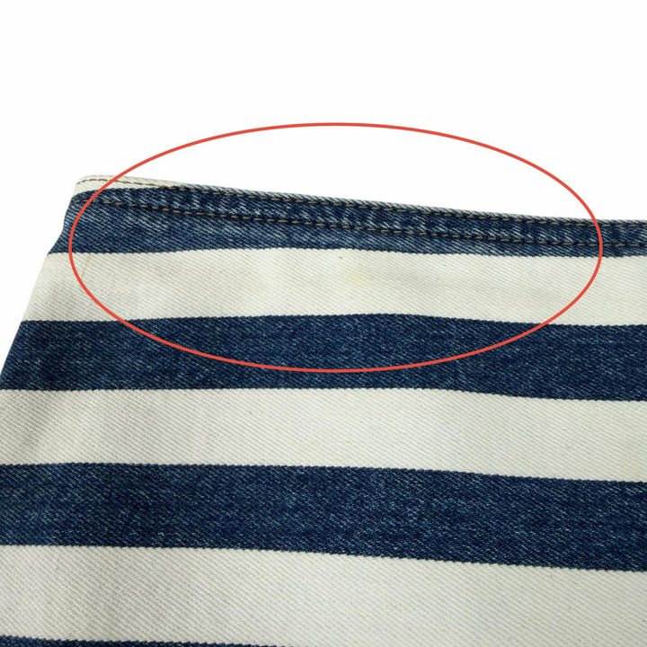 Excellent PRADA skirt Triangle logo striped denim white cotton Women 38 GFD160