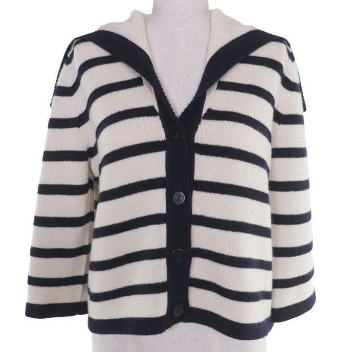 Excellent Christian Dior cardigan Maniere Marine Knit Sailor Collar 46