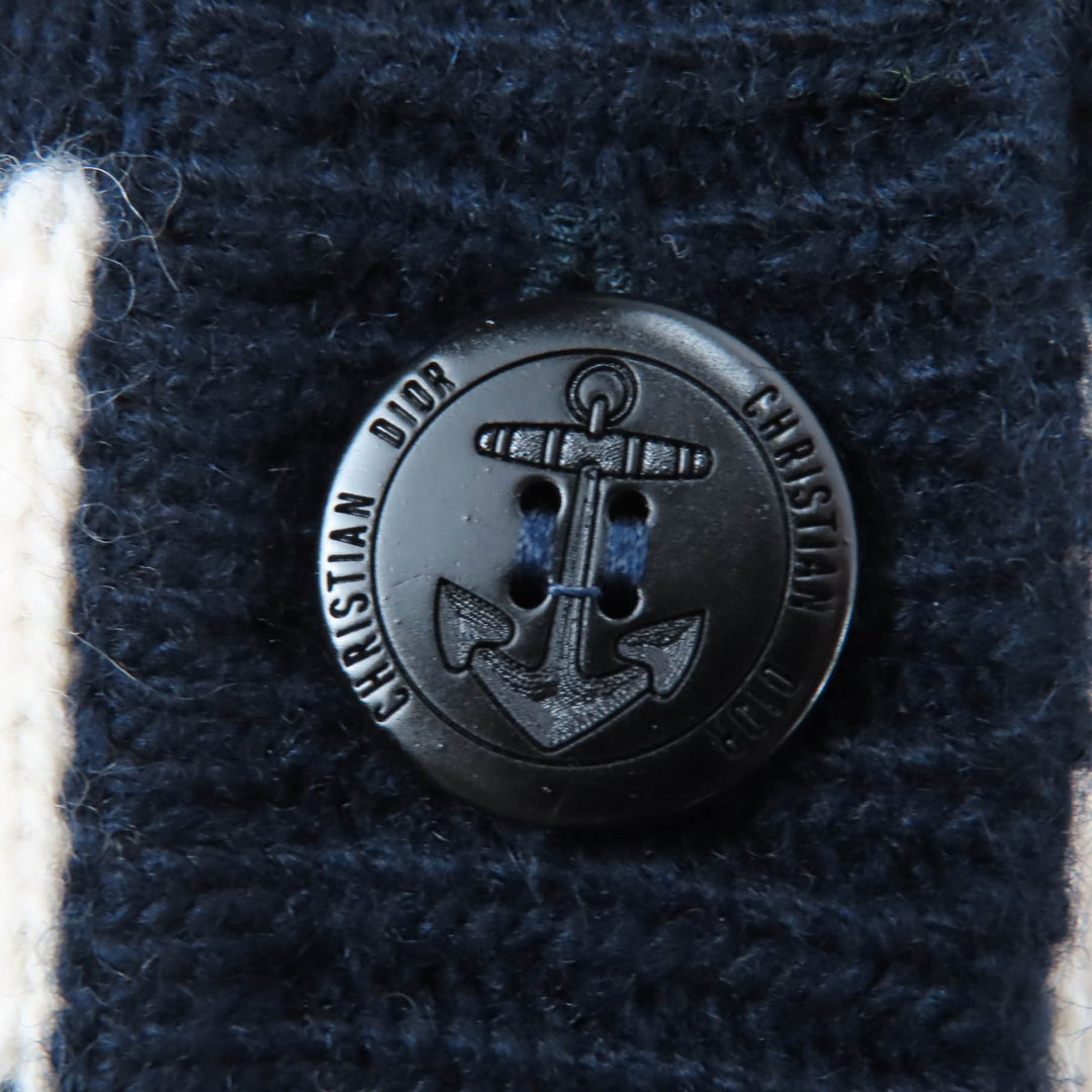 Excellent Christian Dior cardigan Maniere Marine Knit Sailor Collar 46