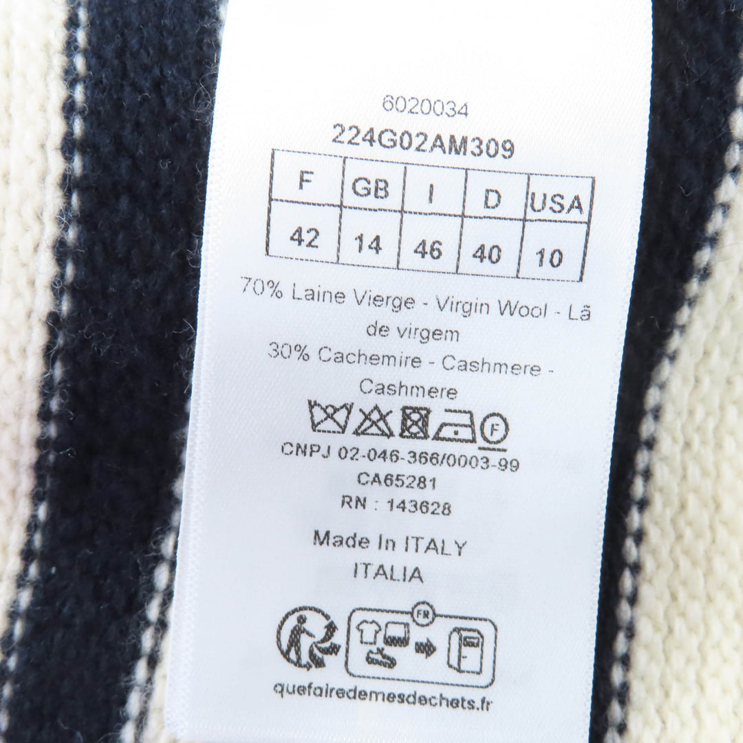 Excellent Christian Dior cardigan Maniere Marine Knit Sailor Collar 46