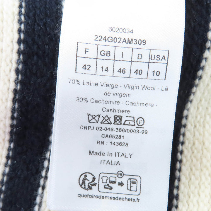 Excellent Christian Dior cardigan Maniere Marine Knit Sailor Collar 46