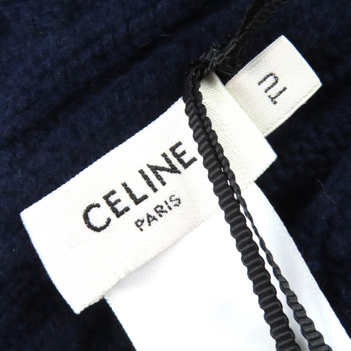 Pristine CELINE Knit cap Triomphe cable knit beanie Navy cashmere mens 2AE0L362W