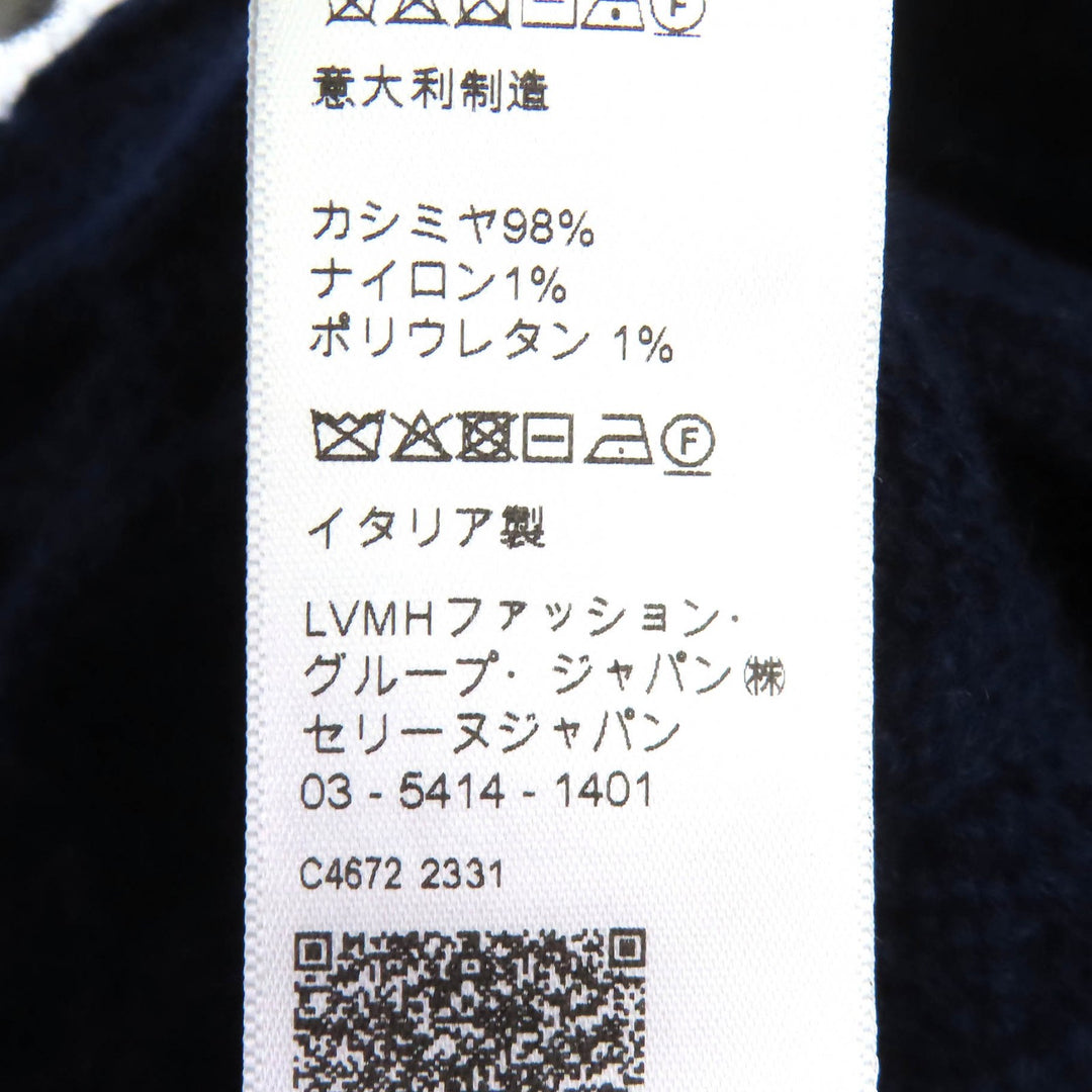 Pristine CELINE Knit cap Triomphe cable knit beanie Navy cashmere mens 2AE0L362W