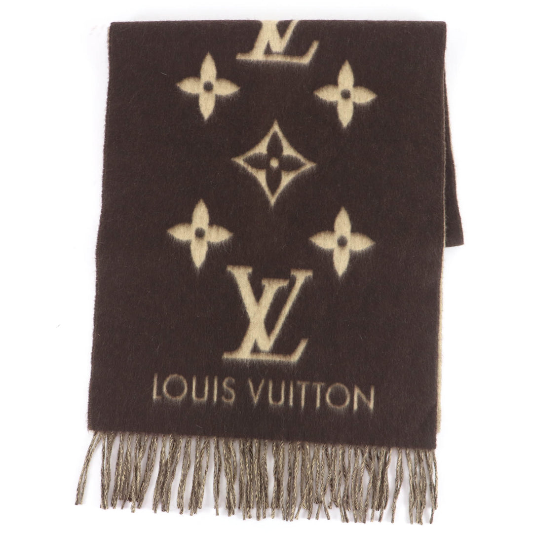 Great LOUIS VUITTON Scarf Escalp Reykjavik Monogram Brown cashmere 401486