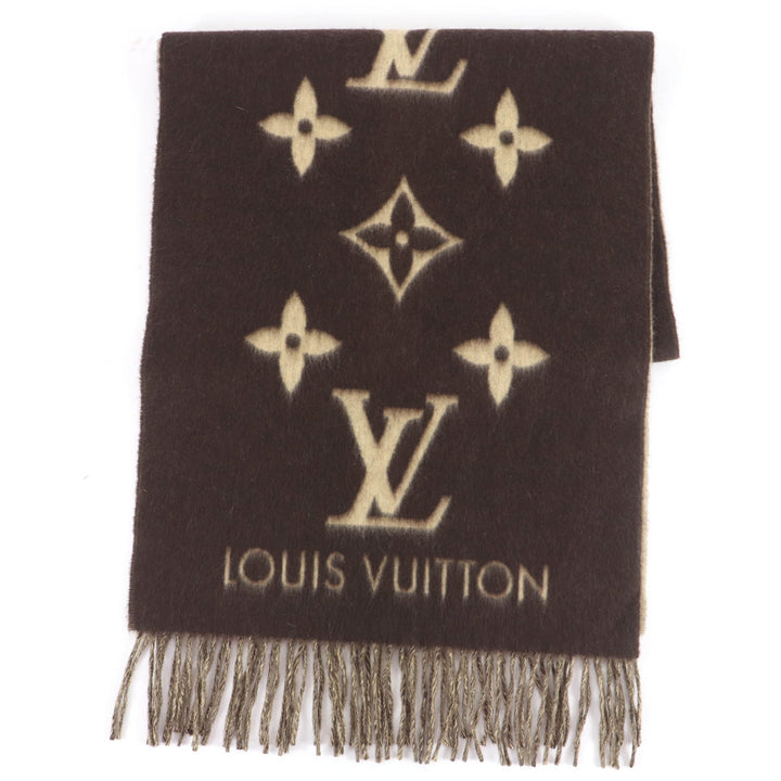 Great LOUIS VUITTON Scarf Escalp Reykjavik Monogram Brown cashmere 401486