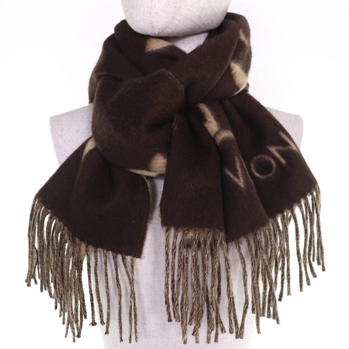 Great LOUIS VUITTON Scarf Escalp Reykjavik Monogram Brown cashmere 401486
