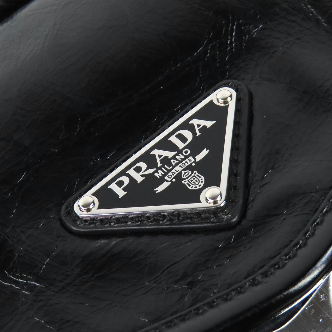 Great PRADA Sling bag Triangle Logo Leather Shoulder Bag black mens 2VH174